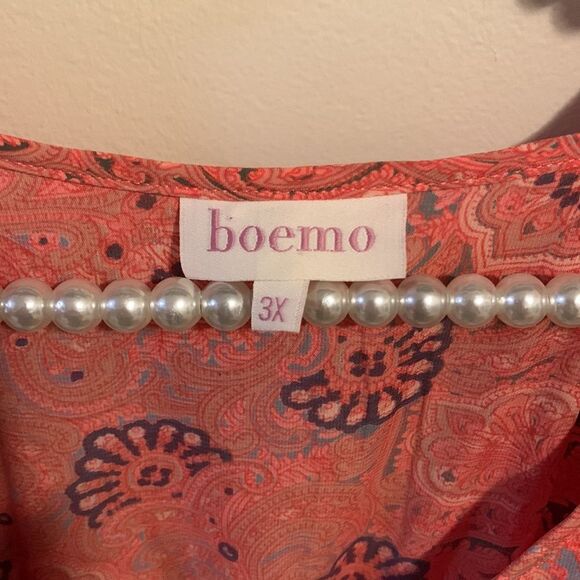 Boemo Maxi Dress Sz 3x Coral Pink Ruffle Tiered Smocked Waist nwt - Picture 5 of 8